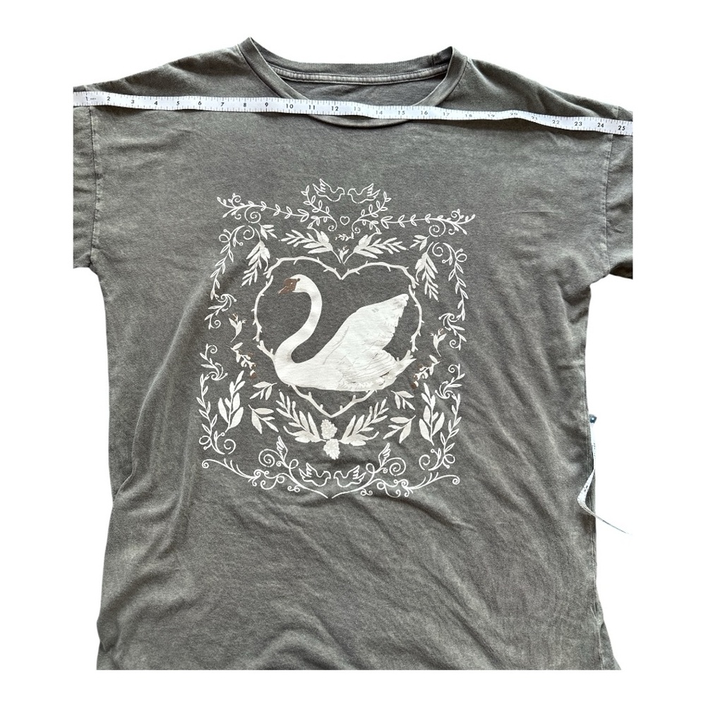 Artistic Gray Short Sleeve Tee with White Design vintage canvas. New. - Picture 2 of 7